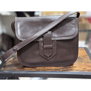Yves Saint Laurent Vintage Brown Leather Flap Bag 1970-1980